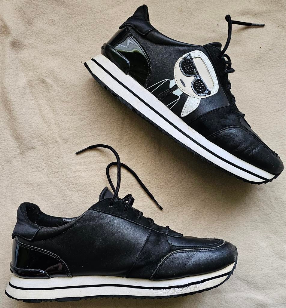 KARL LAGERFELD leren sneakers maat 41+, Karl Lagerfeld, Zwart, Ophalen of Verzenden, Sneakers of Gympen