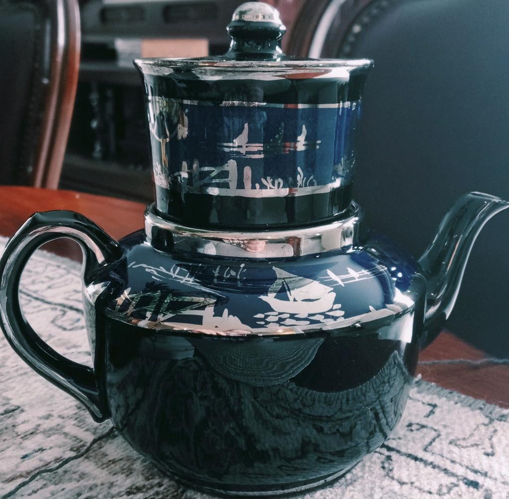 Engels Kobaltblauw Porselein Koffiepotje, Ophalen of Verzenden