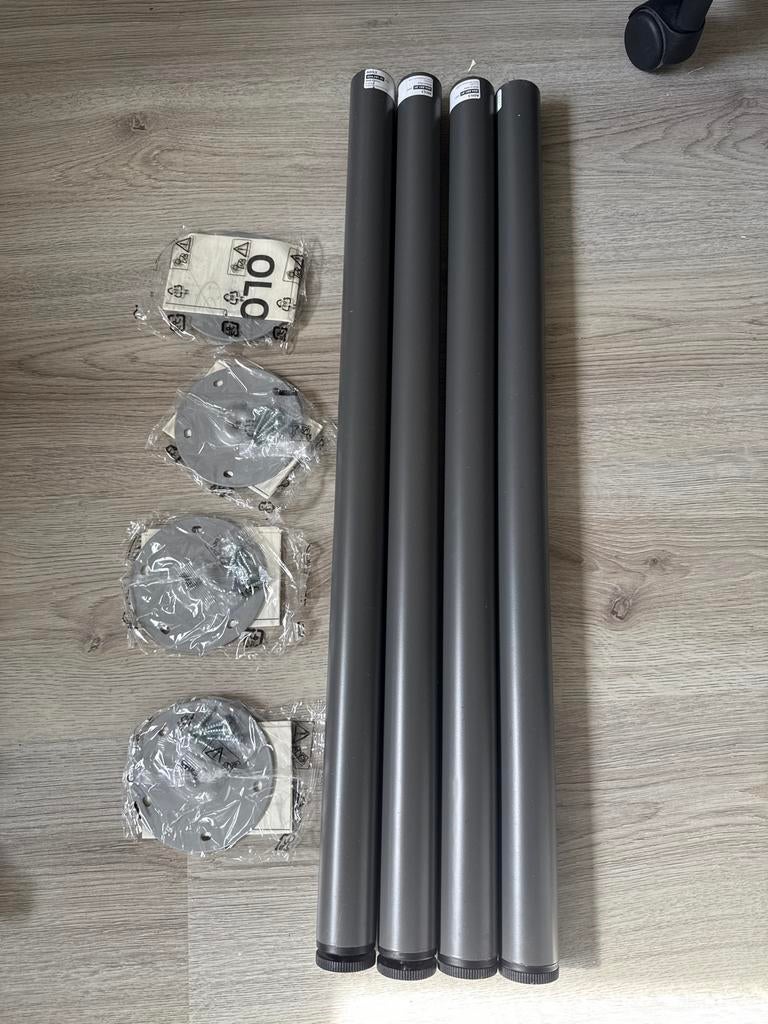 4x IKEA Adils poten, grijs, Ophalen, Zo goed als nieuw, Metaal, Tafelpoot