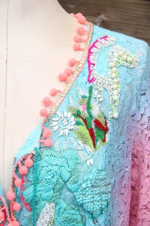 Jurk gekleurd kant Antica Sartoria mt Xl Transp Vaste prijs, Kleding | Dames, Overige kleuren, Verzenden, Maat 46/48 (XL) of groter