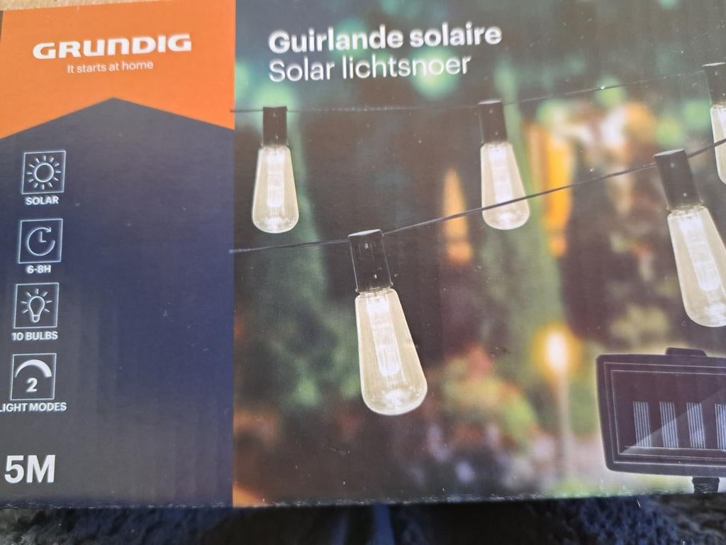 Grundig solar lichtsnoer 5 meter 10 lampen, Ophalen of Verzenden, Nieuw, Zonne-energie