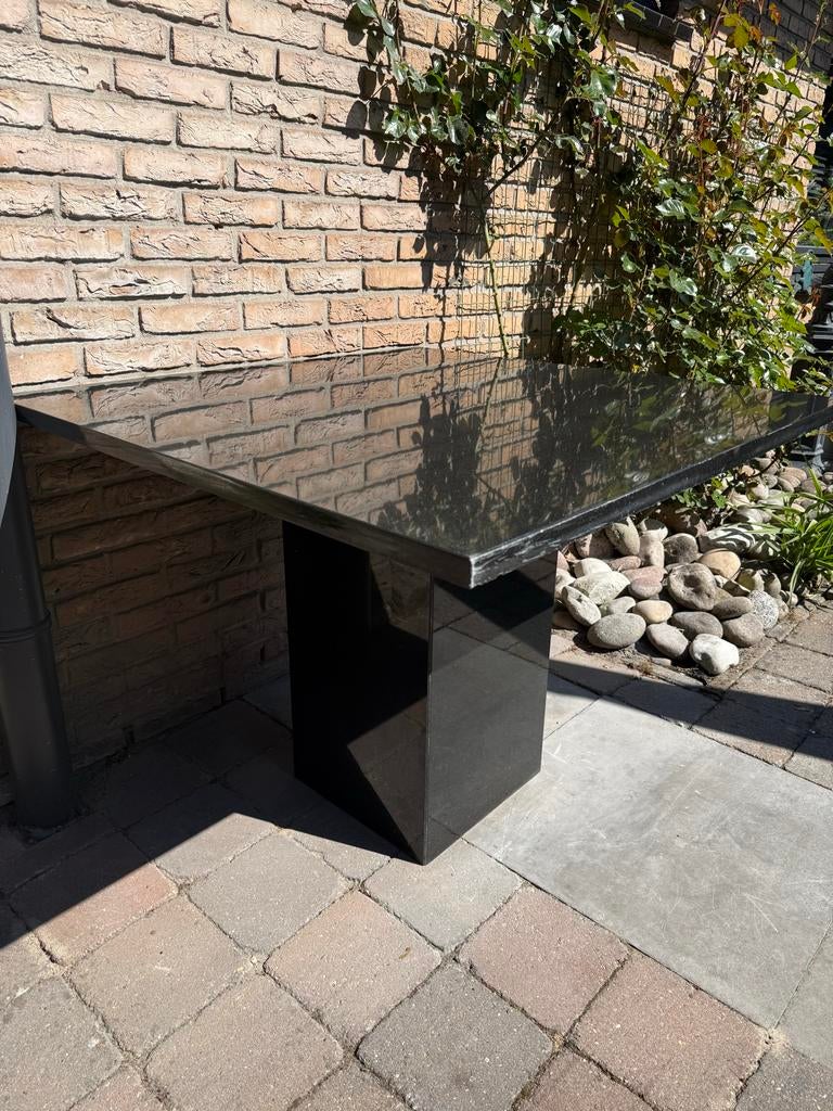 Stevige zwarte granieten tafel – binnen & buiten, Ophalen, Gebruikt, Vierkant, Overige materialen