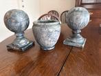 2 grijs marmeren boekensteunen en pot, Ophalen of Verzenden, Zo goed als nieuw