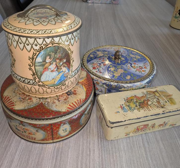 Vintage blikken/koektrommels, Verzamelen, Retro, Huis en Inrichting, Ophalen