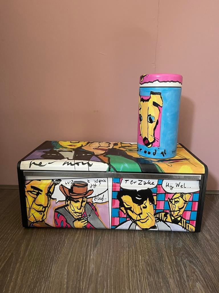 Herman brood broodtrommel en beschuitblik brabantia, Verzenden, Zo goed als nieuw, Metaal, Brabantia