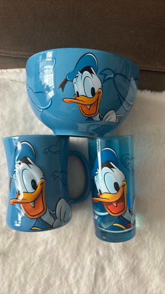 Donald Duck mok, kom en glas - Disneyland Parijs, Verzamelen, Disney, Ophalen of Verzenden, Donald Duck, Zo goed als nieuw, Servies