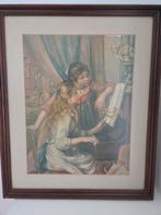 Jeunes filles au piano - in houten lijst  Renoir reproductie, Antiek en Kunst, Ophalen