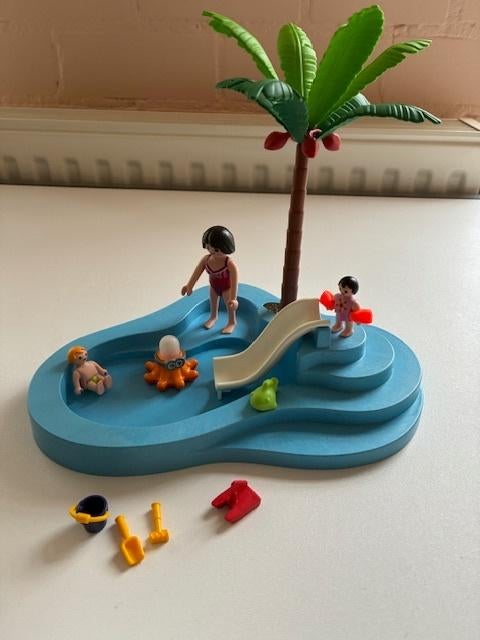 Playmobil kinderbad met glijbaan 6673, Ophalen of Verzenden, Zo goed als nieuw, Complete set