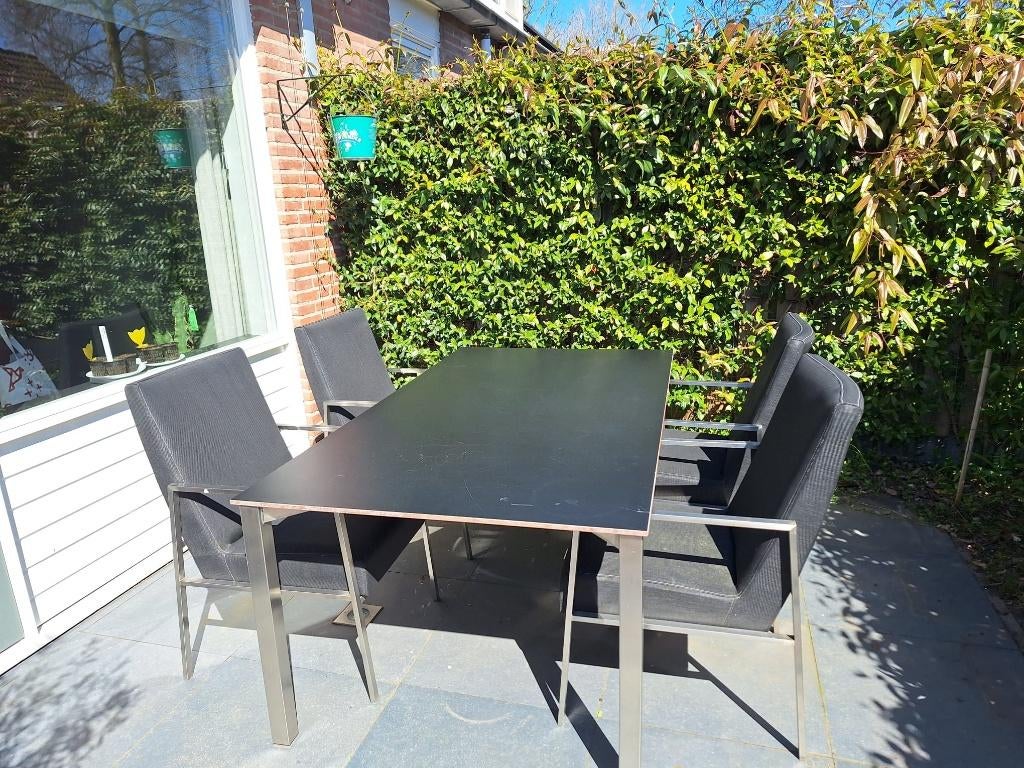 Tuinset 4 Seasons Outdoor (4 stoelen), Tuin en Terras, Tuinsets en Loungesets, Gebruikt, Tuinset, Rvs, 4 zitplaatsen, Eettafel