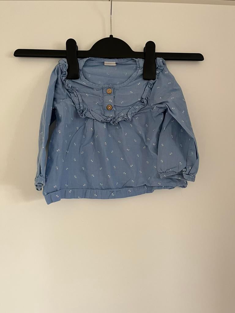 Lichtblauwe blouse bloempatroon / bloemetjes, maat 80 H&M, Kinderen en Baby's, Babykleding | Maat 80, Ophalen of Verzenden, Zo goed als nieuw