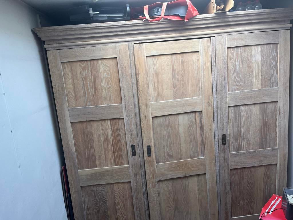 Prachtige massief eiken kledingkast met 3 deuren, Ophalen, Gebruikt, 200 cm of meer, Boho ibiza landelijk
