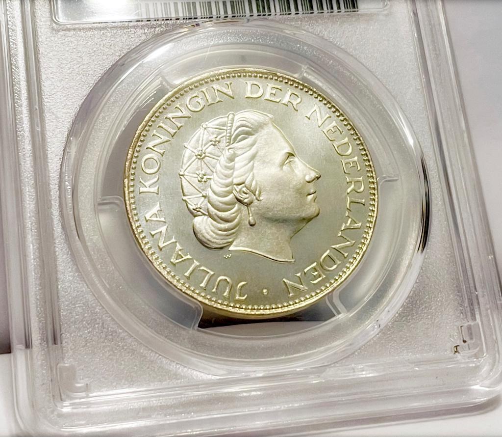 Rijksdaalder 1961 PROOF/PCGS PR67/RRR., Postzegels en Munten, Munten | Nederland, Koningin Juliana, Zilver, Ophalen of Verzenden