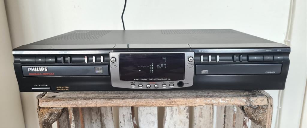 Philips CDR 765 Audio Compact Disc - CD-speler en recorder, Audio, Tv en Foto, Cd-spelers, Ophalen of Verzenden, Gebruikt, Philips