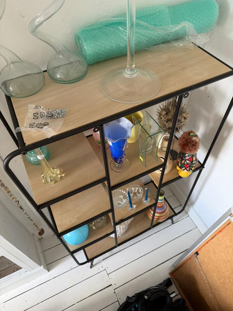 Industriële bakkerskast / open kast met houten planken, Ophalen, Gebruikt