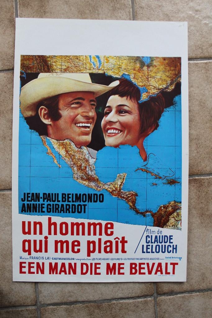 filmaffiche Jean-Paul Belmondo un homme qui me filmposter, Rechthoekig Staand, Ophalen of Verzenden, Zo goed als nieuw, A1 t/m A3