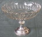 Nr H70: Kristallen serveercoupe op zilveren parelrand voet, Antiek en Kunst, Antiek | Glas en Kristal, Ophalen of Verzenden