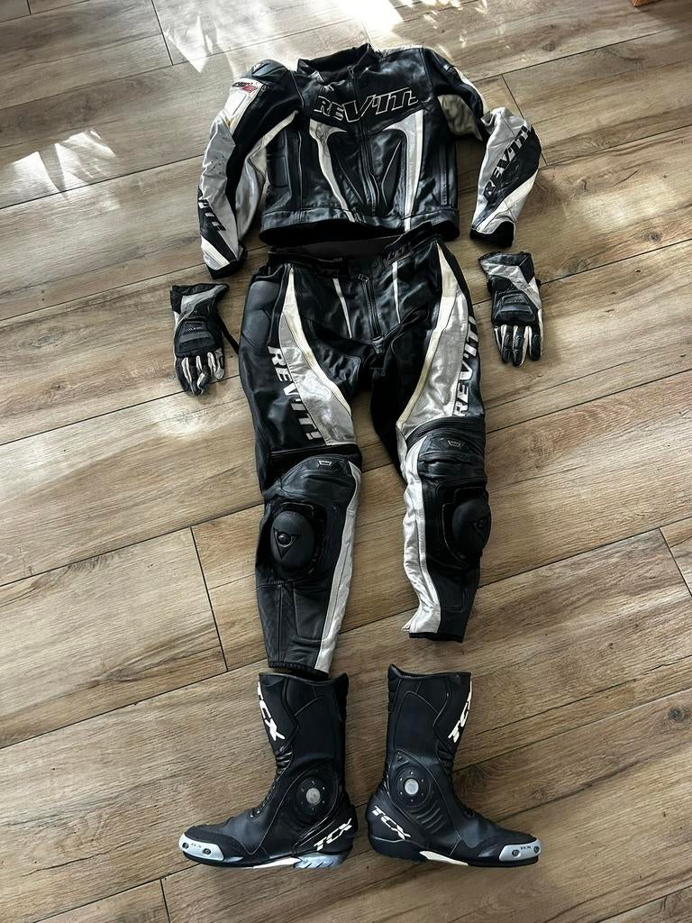️ REV’IT Leren Motorpak + Laarzen + Handschoenen | Maat 52 |, Motoren, Ophalen of Verzenden, Tweedehands, Combipak