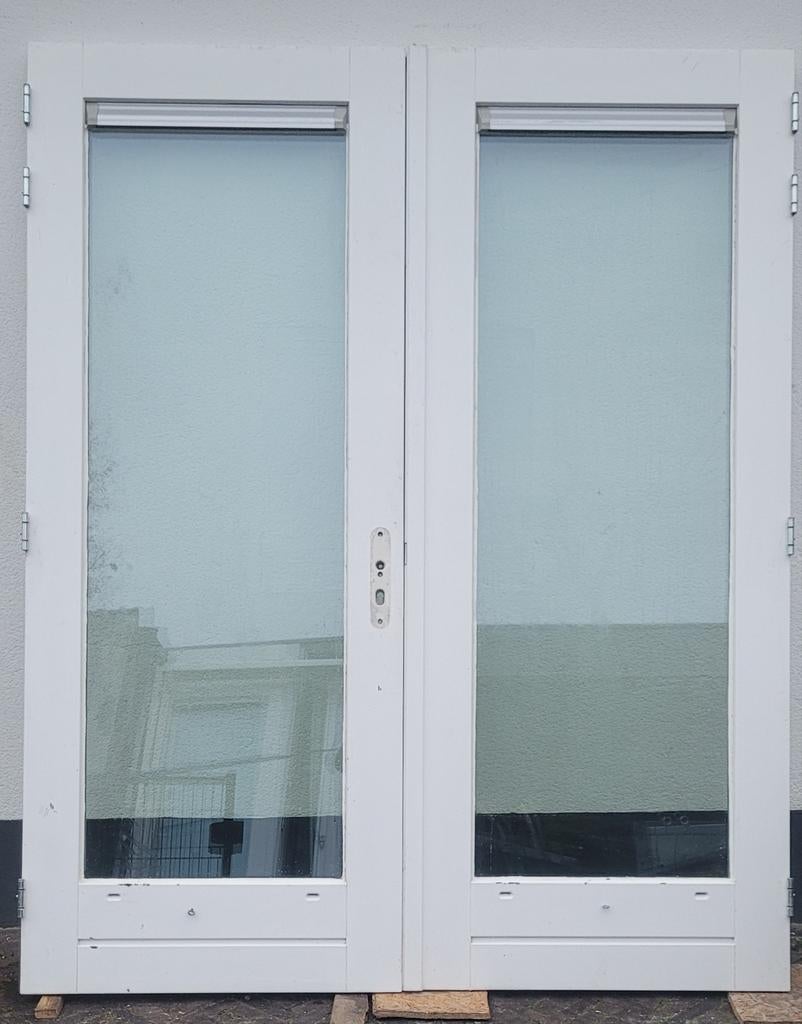 Set hardhouten openslaande tuindeuren / dubbele deuren, Doe-het-zelf en Verbouw, Deuren en Horren, Ophalen, Gebruikt