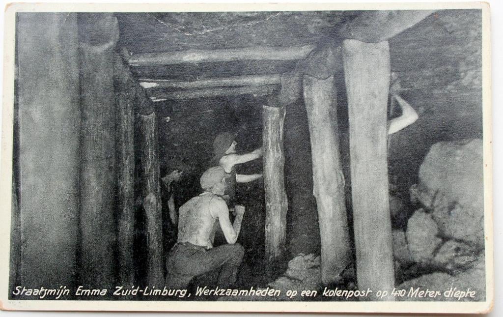 Staatsmijn Emma, werkzaamheden op een "kolenpost", Verzamelen, Ophalen of Verzenden, 1940 tot 1960, Gelopen, Limburg