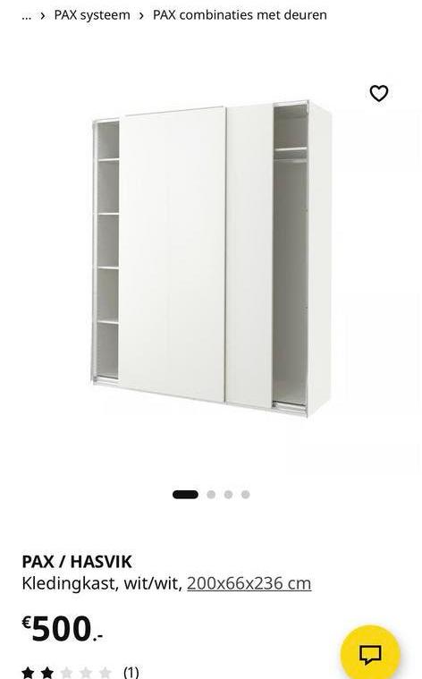 IKEA PAX/HASVIK Kledingkast wit, 200x66x236 cm, Ophalen, 200 cm of meer, 150 tot 200 cm, Zo goed als nieuw