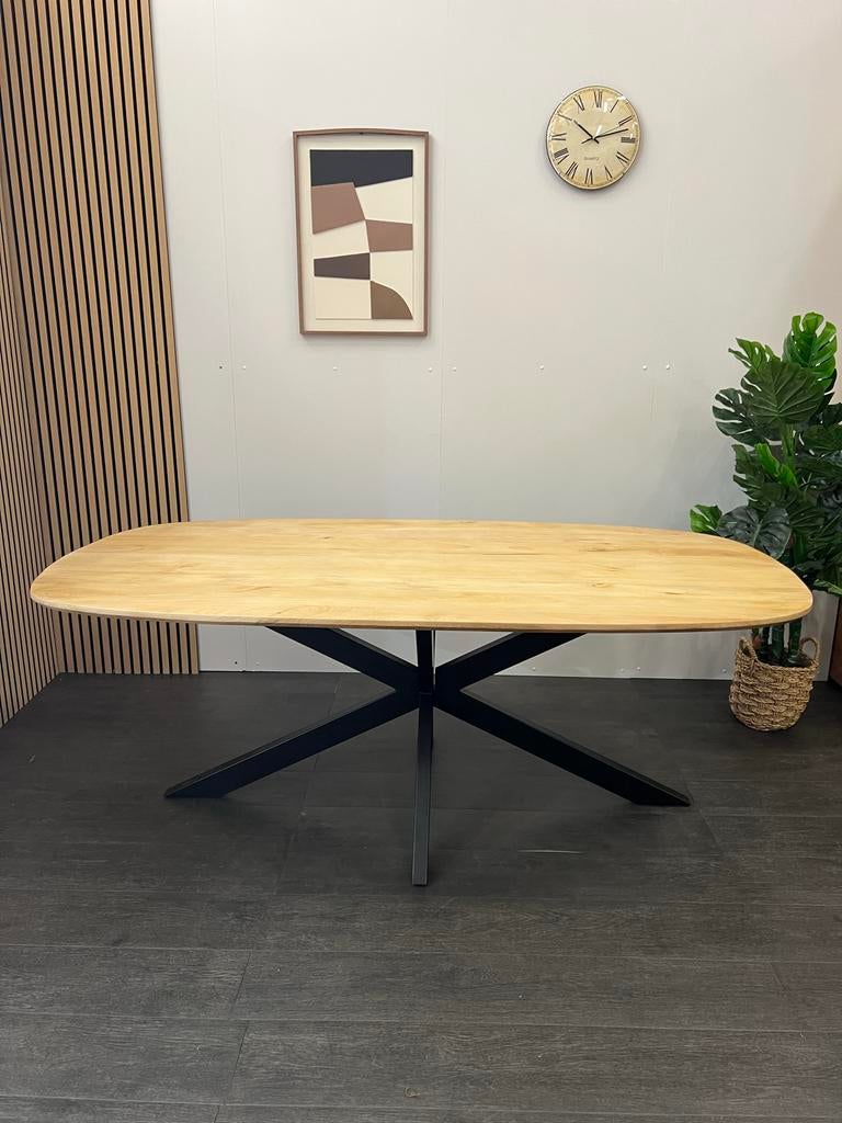 Deens ovale eettafel mangohout, Huis en Inrichting, Tafels | Eettafels, Ophalen, 50 tot 100 cm, Vijf personen of meer, Ovaal