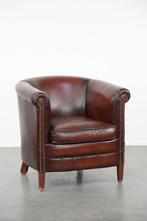 Rundleren clubfauteuil in een luxe rood/bruine kleur, Huis en Inrichting, Fauteuils, Ophalen, Gebruikt, ., Engels, Klassiek
