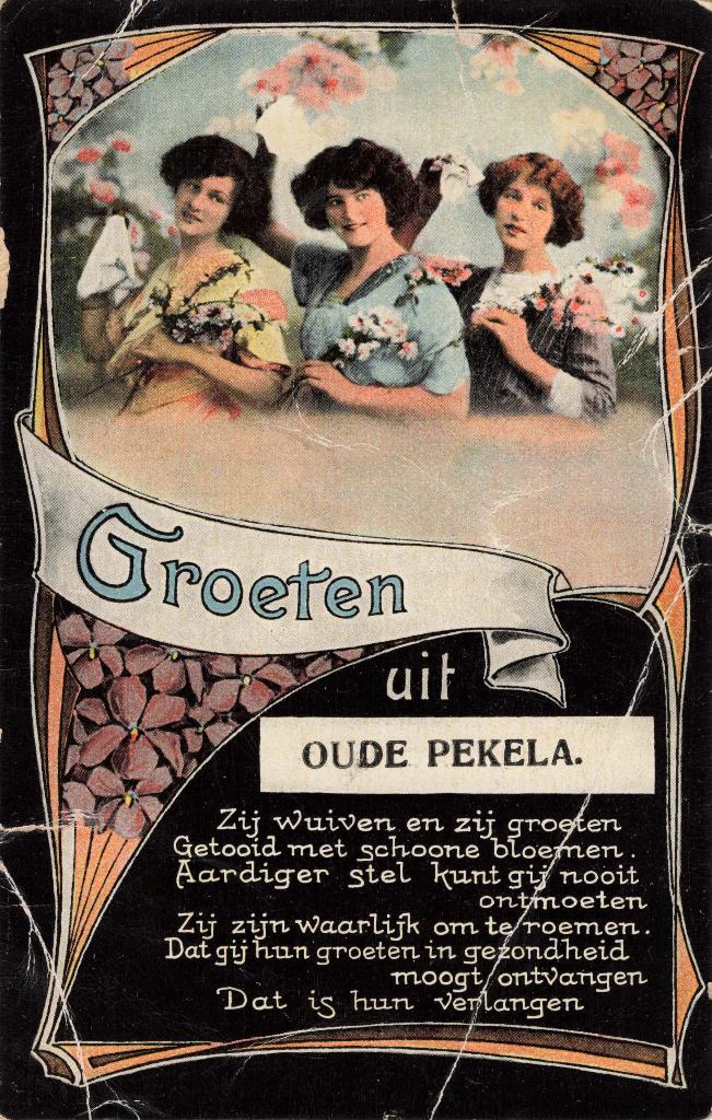 Oude Pekela Groeten Uit oude fantasiekaart uit 1917 OM327, Verzamelen, Ophalen, Voor 1920, Gelopen, Groningen