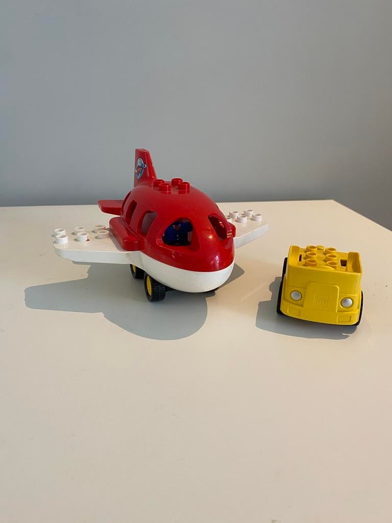 Duplo vliegtuig met piloot - rood en wit, Ophalen of Verzenden, Gebruikt, Complete set, Duplo
