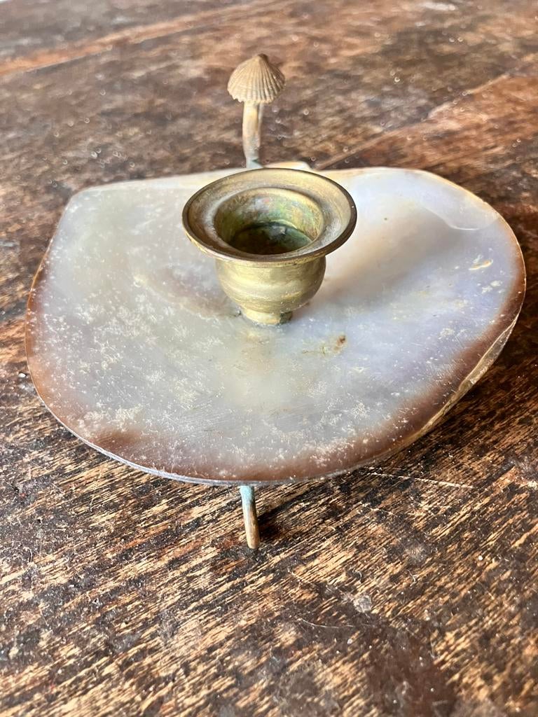 Antieke blaker van schelp, Ophalen of Verzenden, Koper of Brons