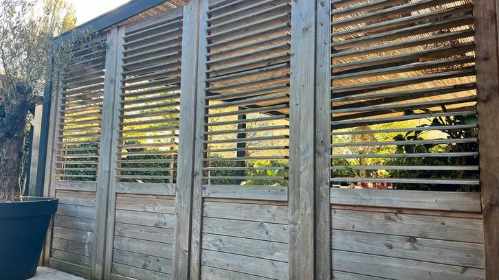 4x Houten Lamel Wand voor Tuinafscheiding 88x224cm, Tuin en Terras, Schuttingen, Gebruikt, Hout, 2 meter of meer, 3 tot 6 meter