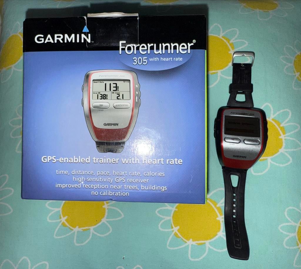 Garmin Forerunner 305 GPS-horloge met hartslagmeter, Ophalen, Afstand, Gebruikt, Zwart