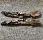 Houtsnijwerk vork en lepel, Antiek en Kunst, Kunst | Beelden en Houtsnijwerken, Ophalen of Verzenden