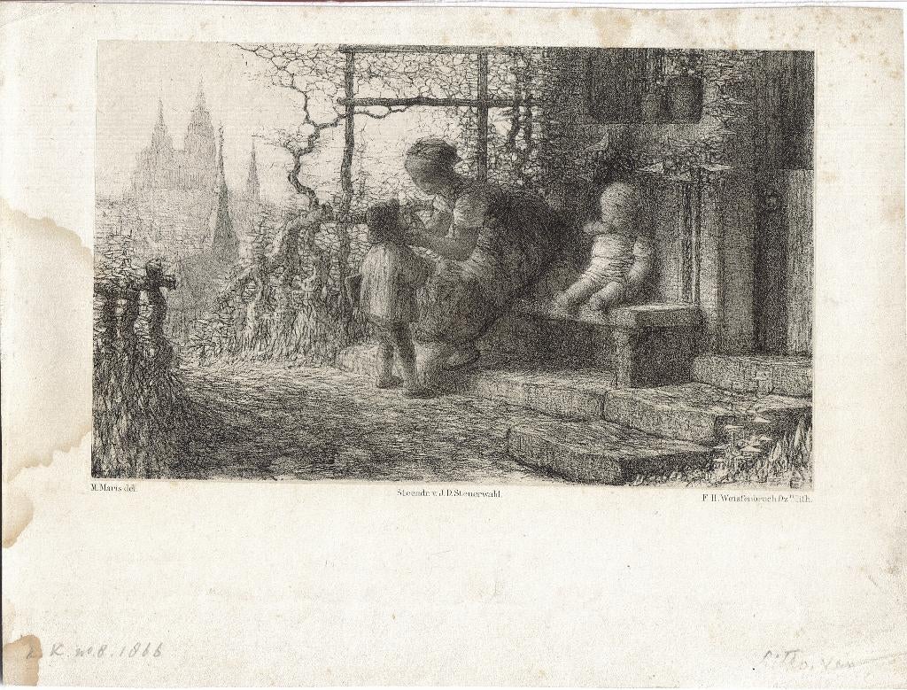 F. H. Weissenbruch n Matthijs Maris litho "Zittende Moeder", Ophalen