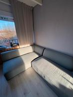 Comfortabele lichtgrijs/groene hoekbank, Ophalen, 250 tot 300 cm, Gebruikt, 100 tot 125 cm