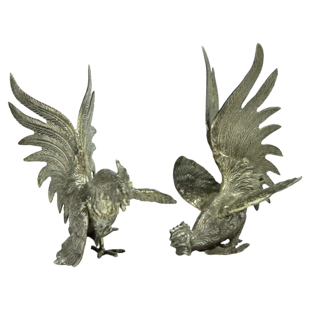 Set vintage metalen hanen / vogels – ca. 1950–1975