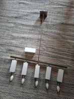Strakke hanglamp met 5 melkglazen kapjes, Ophalen, Strak modern, Gebruikt, Glas