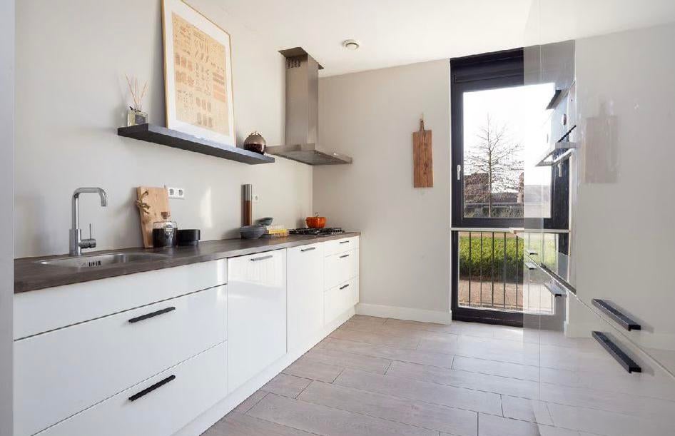 ✨ HOOGGLANS RECHTE KEUKEN MET KASTENWAND ✨, Wit, Enkelwandige keuken, Ophalen of Verzenden, Hout