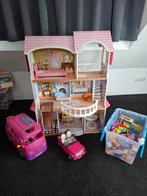 Barbiehuis met camper, auto en accessoires, Ophalen