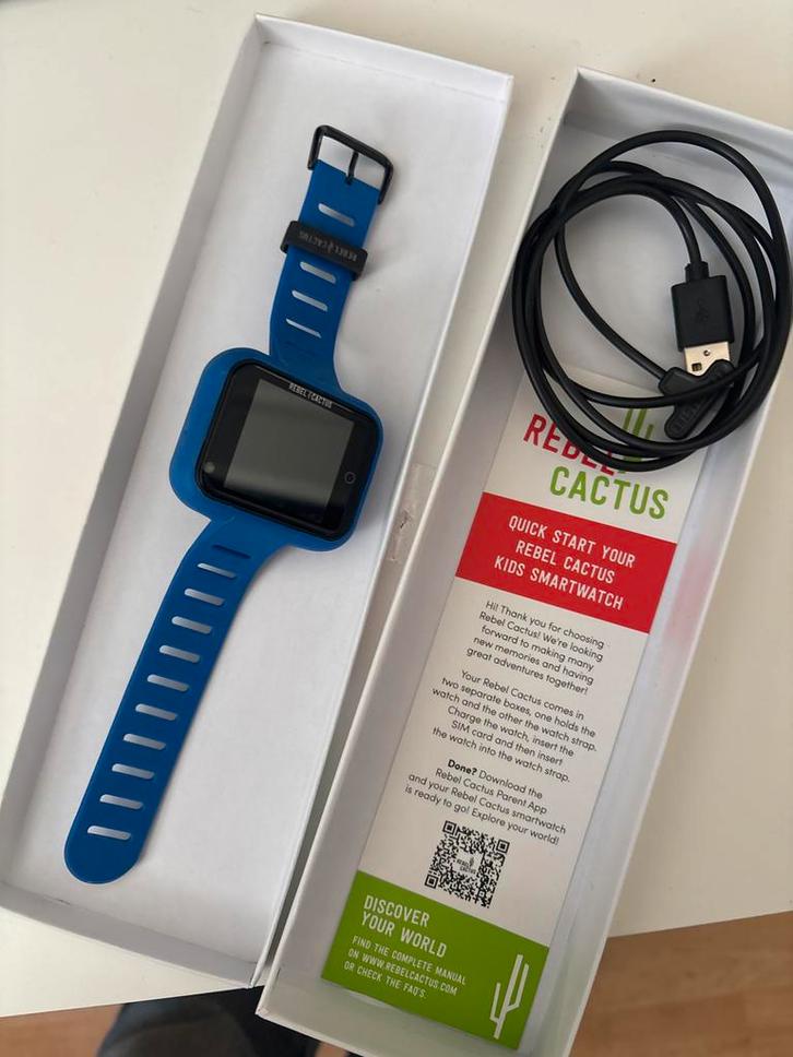 Rebel Cactus Smartwatch - Blauw Kinderhorloge, Sieraden, Tassen en Uiterlijk, Smartwatches, Zo goed als nieuw, Android, Blauw