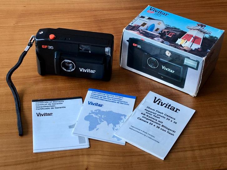Analoge fotocamera Vivitar EF35 (USA) met flitser (uit 1982), Audio, Tv en Foto, Fotocamera's Analoog, Gebruikt, Compact, Overige Merken