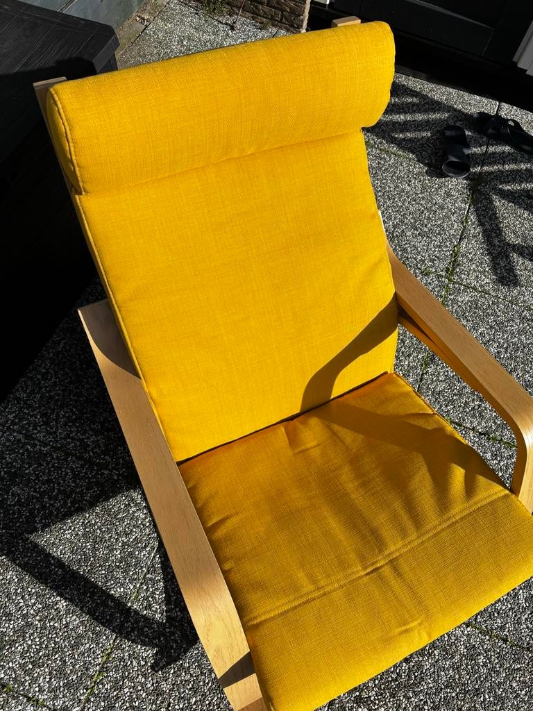 IKEA Poäng schommelstoel met gele kussen – zo goed als nieuw, Ophalen, Overige kleuren, Zo goed als nieuw, Eén