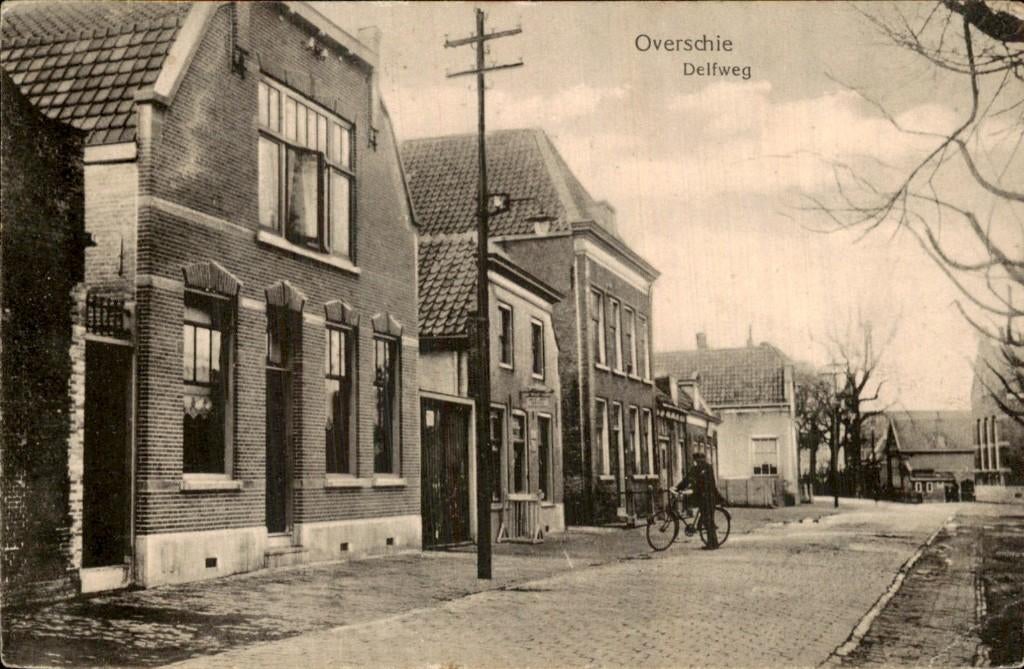 Overschie - Delfweg - Straatbeeld, Ophalen of Verzenden, Voor 1920, Gelopen, Zuid-Holland