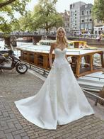 Strapless trouwjurk satijn maat 38/40, Ophalen of Verzenden, Zo goed als nieuw, Wit, Trouwjurk