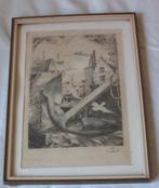 Abstracte ets  met signatuur JB ., Antiek en Kunst, Kunst | Etsen en Gravures, Ophalen of Verzenden