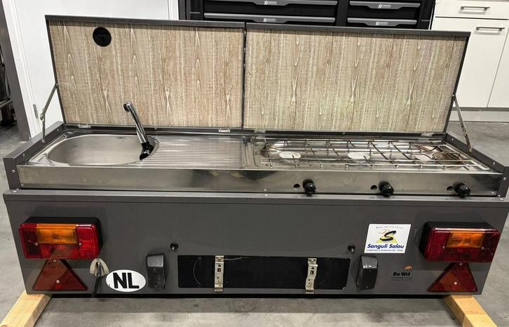 Complete jamet 3-pits bermkeuken met roestvrijstalen wasbak, Caravans en Kamperen, Kampeeraccessoires, Gebruikt, Ophalen
