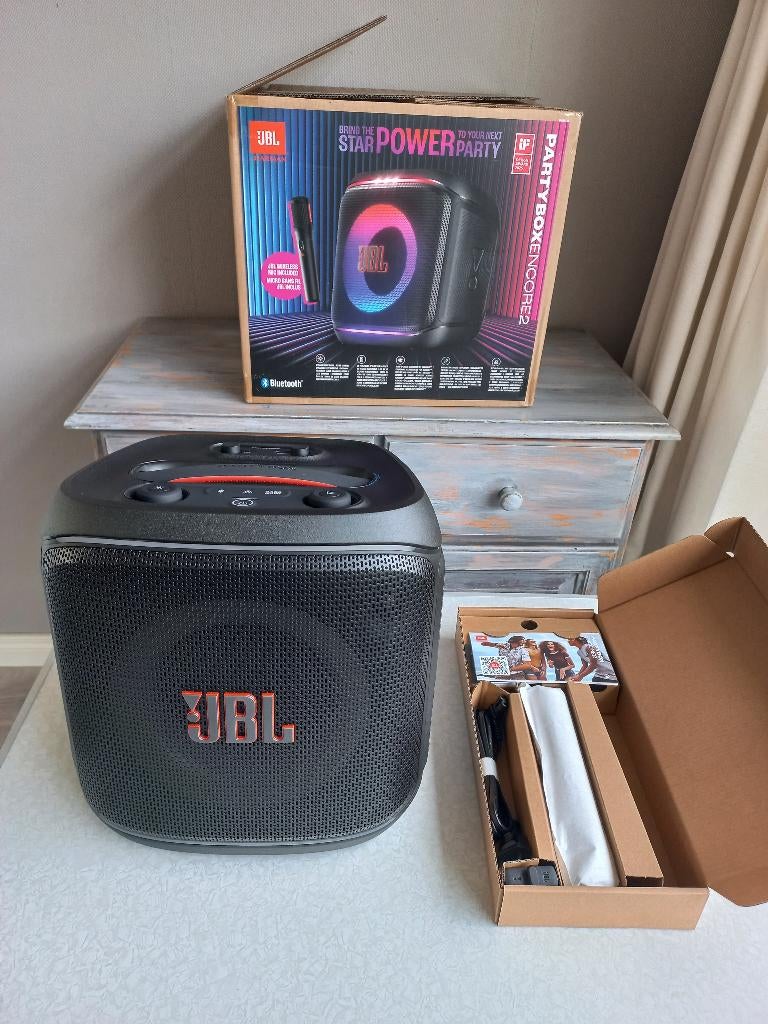 Nieuwe JBL Partybox Encore 2 + Microfoon Partyspeaker Zwart, JBL, Overige typen, Nieuw, Ophalen of Verzenden
