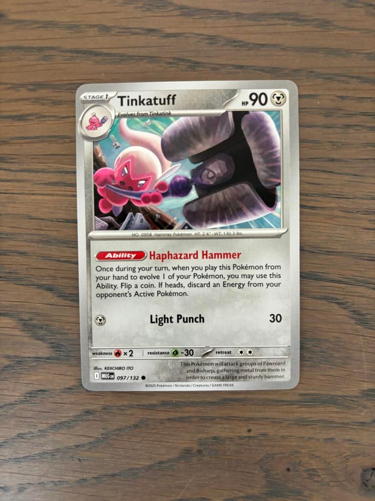 Tinkatuff Pokémon Kaart - Nieuwstaat, Ophalen of Verzenden, Zo goed als nieuw, Losse kaart
