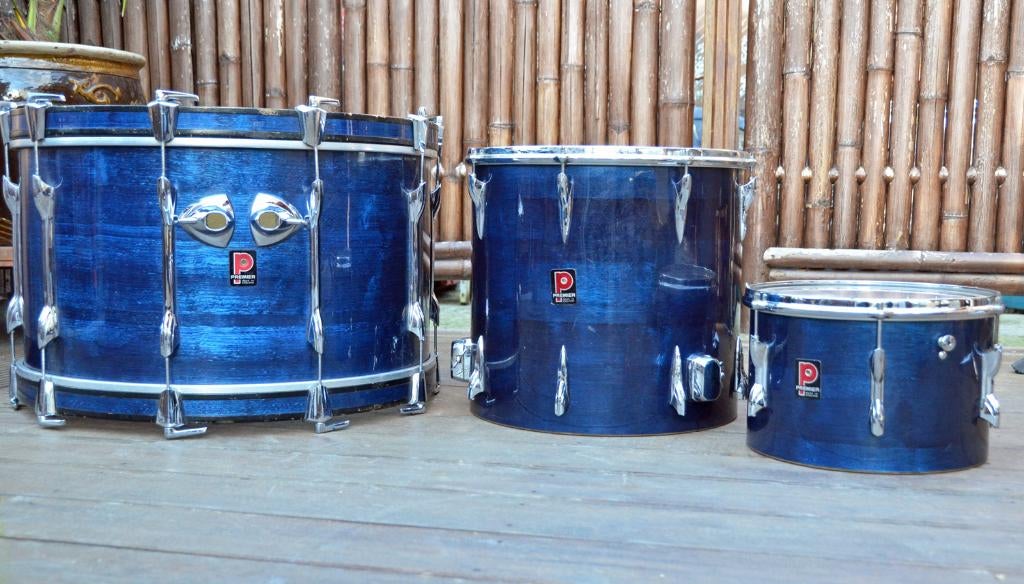 Vintage premier drumstel,divers hardware,tassen, drumvellen, Muziek en Instrumenten, Ophalen, Gebruikt, Premier