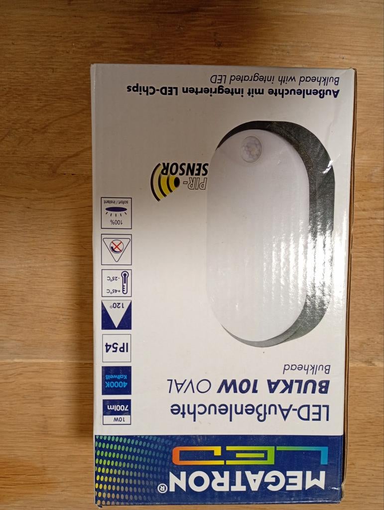 Megatron Bulka 10W Ovaal LED Buitenlamp met Sensor - Nieuw, Ophalen of Verzenden, Nieuw