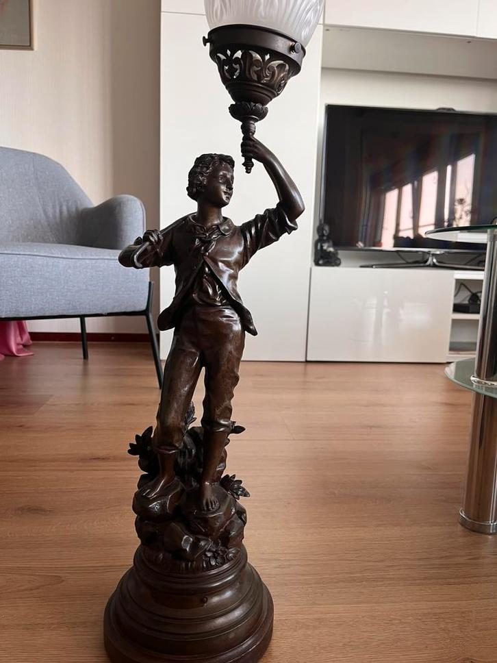 Lampbeelden uit 1880 - 1930 brons, Antiek en Kunst, Antiek | Lampen, Ophalen of Verzenden